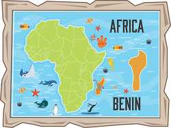 map of benin with ocean animals africa continent clipart