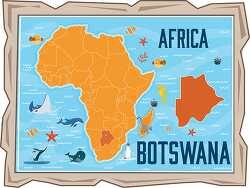 map of botswana with ocean animals africa continent clipart