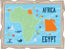 map of egypt with ocean animals africa continent clipart