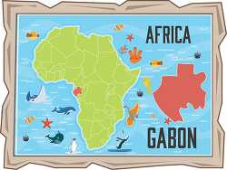 map of gabon with ocean animals africa continent clipart