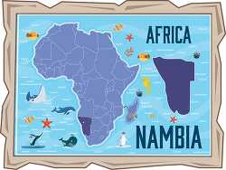 map of nambia with ocean animals africa continent clipart