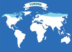 map of the world shows areas of tundra biome clipart