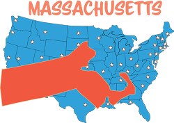 massachusetts map united states clipart