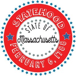 Massachusetts Statehood 1788 date statehood round style with sta