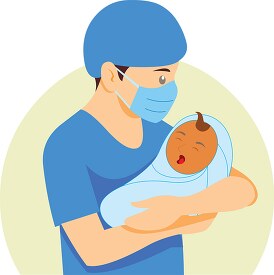 maternity doctor holding newborn baby clipart
