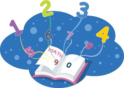 math book and flying numbers math clipart