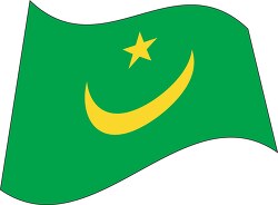 Mauritania flag flat design wavy clipart