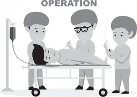 medical operation patient and surgeons educational clip art grap