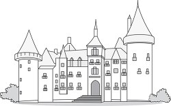 medieval castle black outline clipart