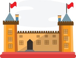 medieval castle in europe flags waving