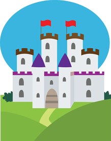 medieval castle on a hill clipart