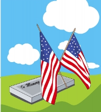 memorial day flag at grave site clipart