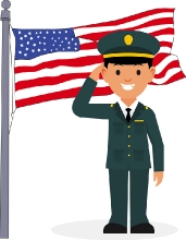 memorial day saluting flag military officer clipart