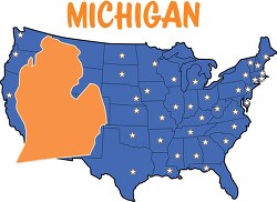 michigan map united states clipart