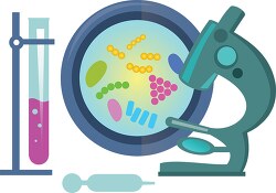 microscope with microrganism and test tubes clipart.eps