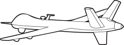 military drone aircraft black outline clipart