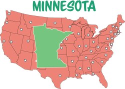 minnesota map united states clipart