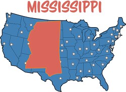 mississippi map united states clipart
