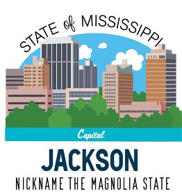 mississippi state capital jackson nickname magnolia state vector