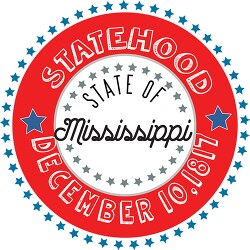 Mississippi Statehood 1817 date statehood round style with stars