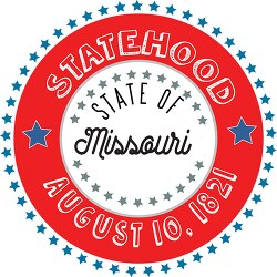 Missouri Statehood 1821 date statehood round style with stars cl