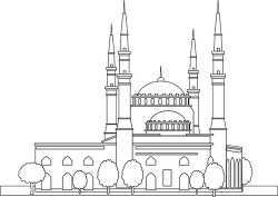 mohammad al amin mosque lebanon black white outline clipart