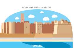 monastir tunisia beach tunisia africa vector clipart