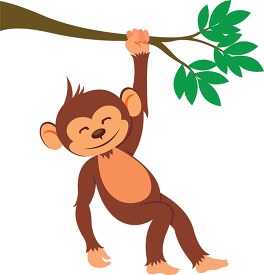 monkey hanging from a tree branch cartoon clipart