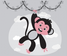 monkey hanging from plant vines gray color 5