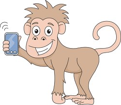 monkey holding cell phone clipart