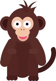 monkey sitting on back legs flat design clipart