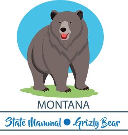 Montana state mammal grizzly bear clipart image