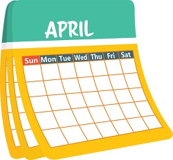 monthly calender april clipart