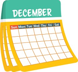 monthly calender december clipart
