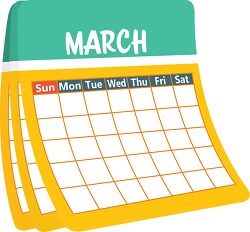 monthly calender march clipart