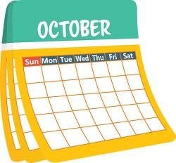 monthly calender october clipart