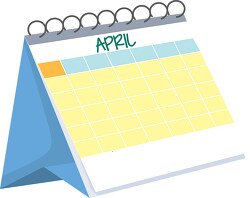 monthly desk calendar april white clipart
