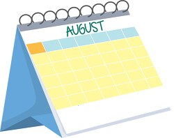 monthly desk calendar august white clipart