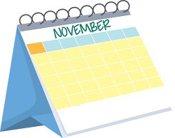 monthly desk calendar november white clipart