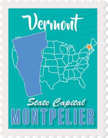 montpelier vermont state map stamp clipart 2