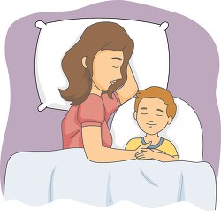 mother and child sleeping in bed