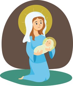 mother mary with infant jesus christian religion clipart