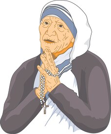 mother theresa praying with osary 