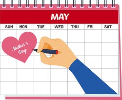 mothers day heart on may calendar clipart