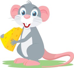 mouse holding cheeze clipart