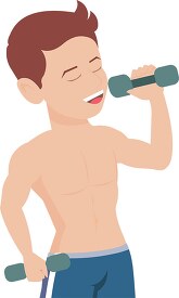 muscular boy workout weights clipart