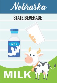 nebraska state beverage milk vector clipart