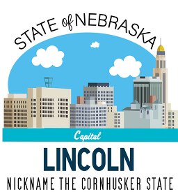 nebraska state capital lincoln nickname the cornhusker state vec