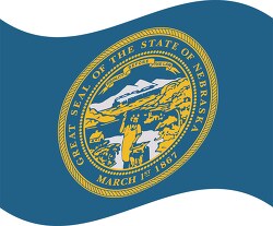 nebraska state flat design waving flag