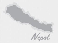 nepal country map gray clipart